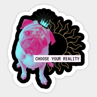 Pug Reality Dog Vaporwave Party Techno Glitch Fun Sticker